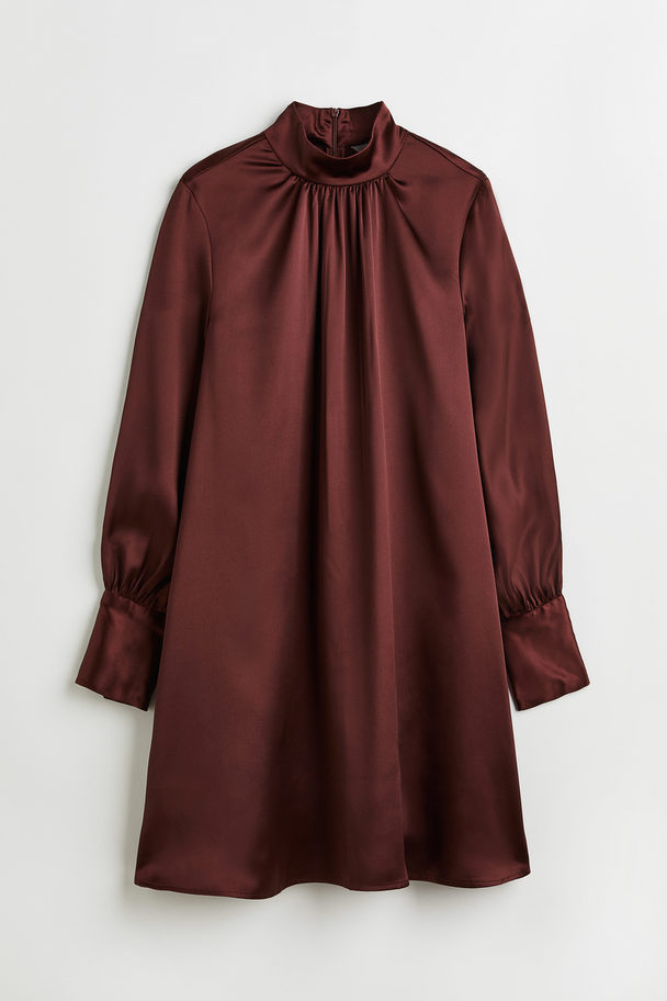H&M Satin Dress Dark Brown
