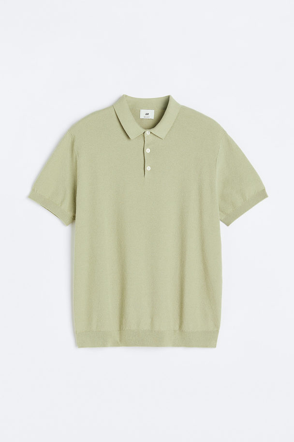 H&M Regular Fit Polo Shirt Light Sage Green