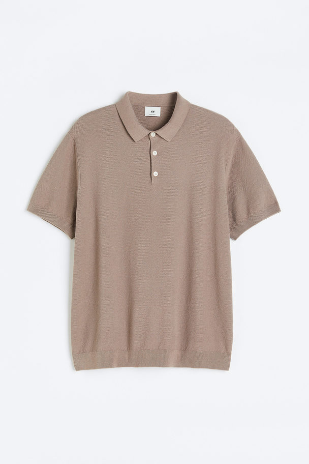 H&M Regular Fit Polo Shirt Greige