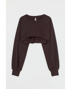 Cropped Sweatshirt Mørkebrun
