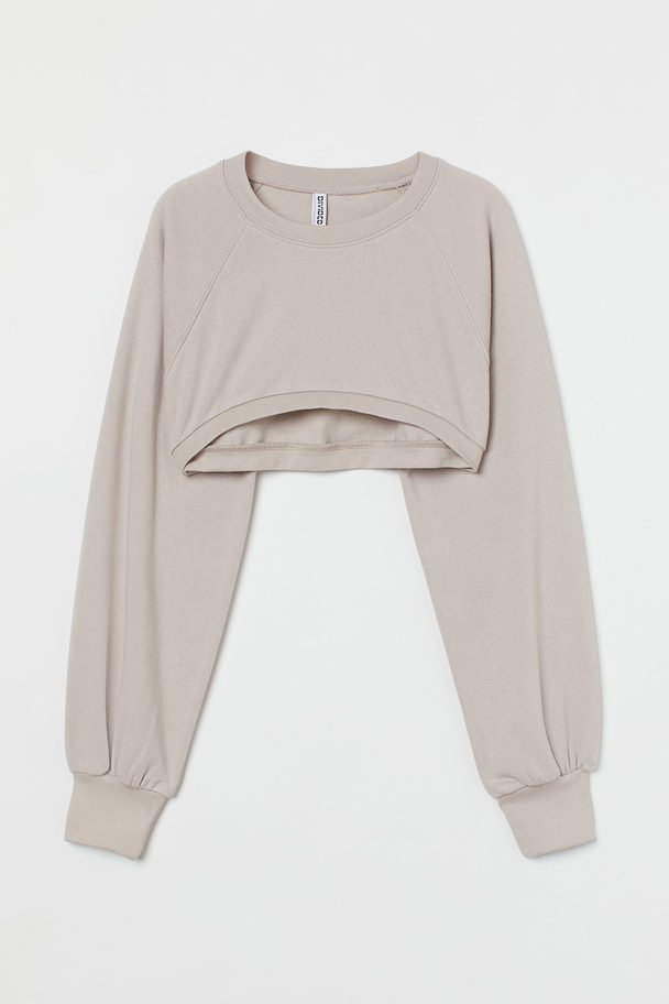 H&M Cropped Sweatshirt Lys Beige