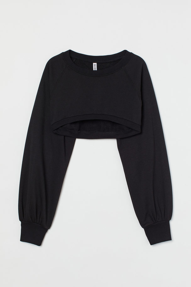 H&M Cropped Sweatshirt Black