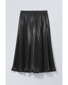 Kelly Sheer Ruched Midi Skirt Black