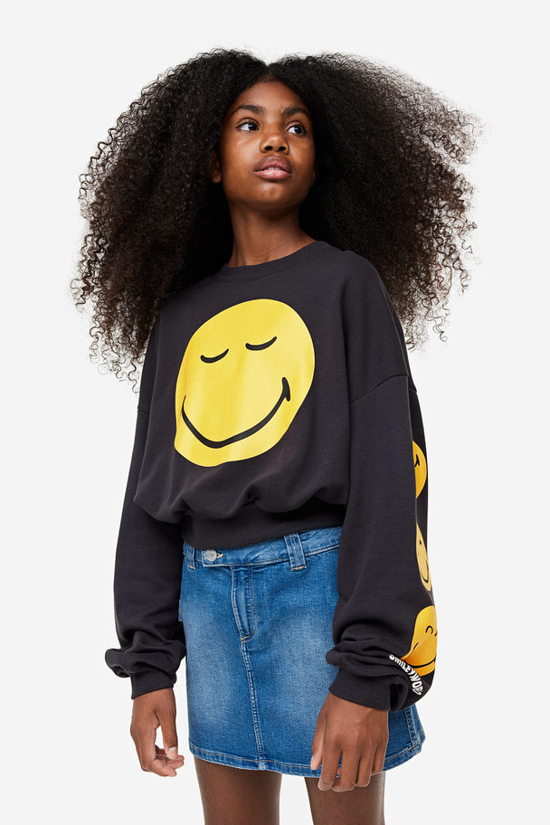 H&M Oversized Sweatshirt Mørk Grå/smileyworld®