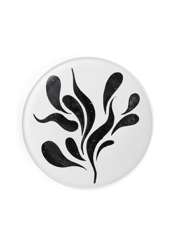 ARKET Handbemalter Teller, 22 cm Weiß/Schwarz