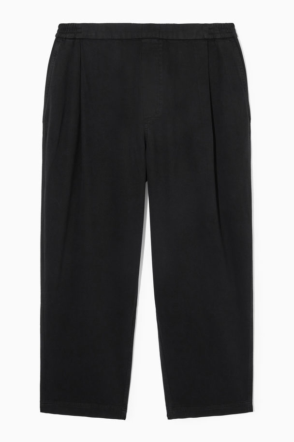 COS Elasticated Twill Trousers Black