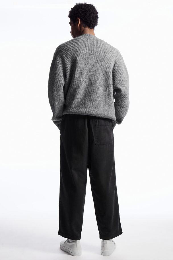 COS Elasticated Twill Trousers Black