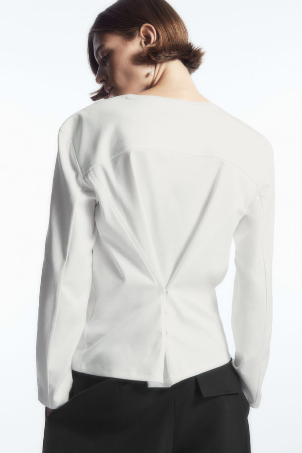 COS Waisted Long-sleeved Top White