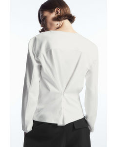Waisted Long-sleeved Top White