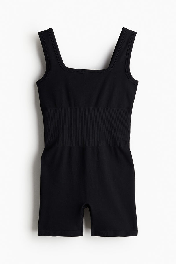 H&M DryMove™ Kurzer Einteiler Seamless Schwarz