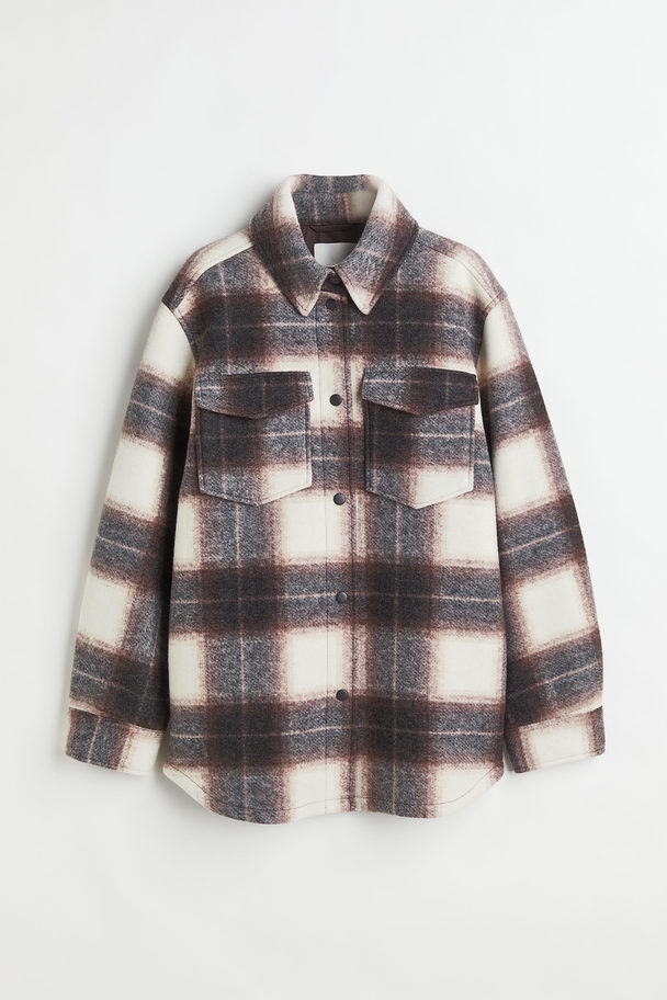 H&M Shacket Brown/white Checked
