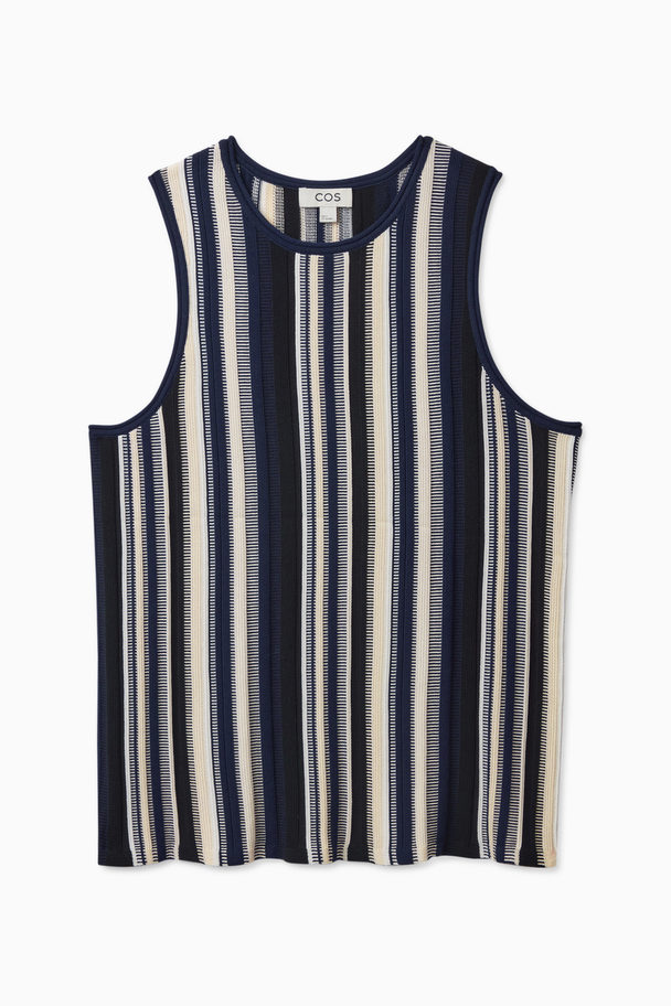 COS Striped Knitted Vest Navy / Cream