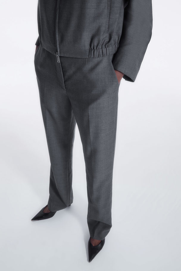 COS Slim Tailored Wool Trousers Grey