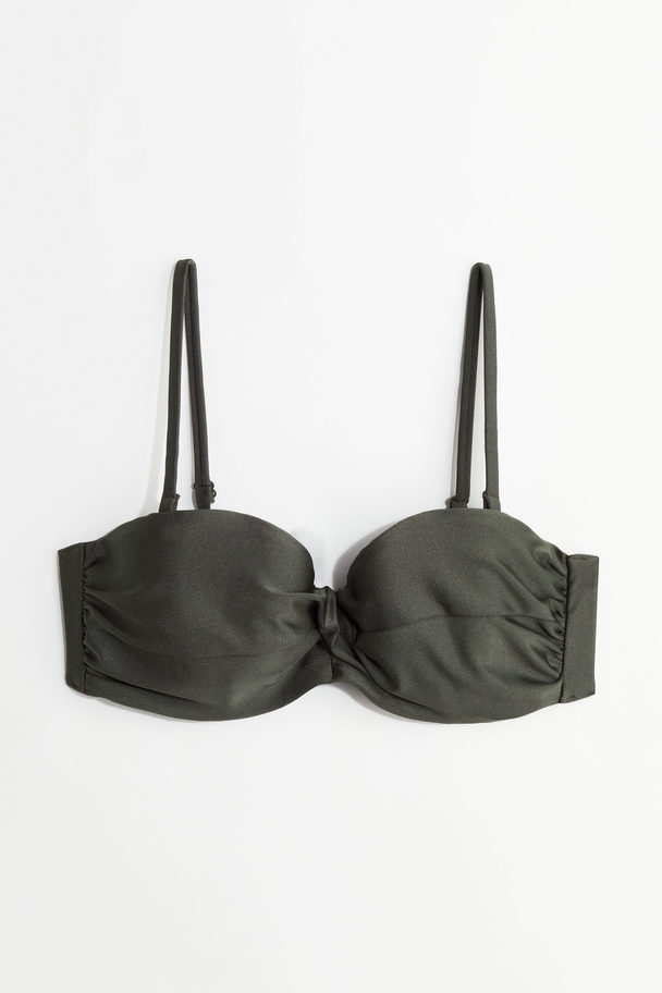 H&M Balconette Bikini Top Dark Khaki Green