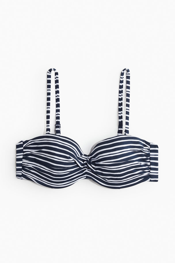 H&M Balconette-Bikinitop Marineblau/Gestreift