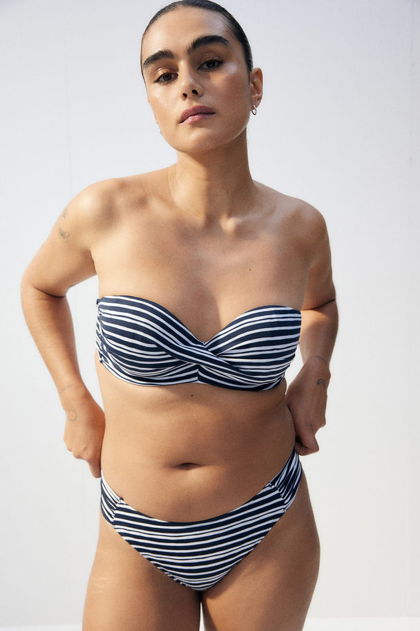 H&M Balconette-Bikinitop Marineblau/Gestreift