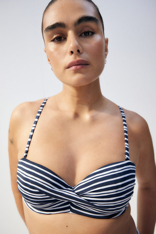 H&M Balconette-Bikinitop Marineblau/Gestreift