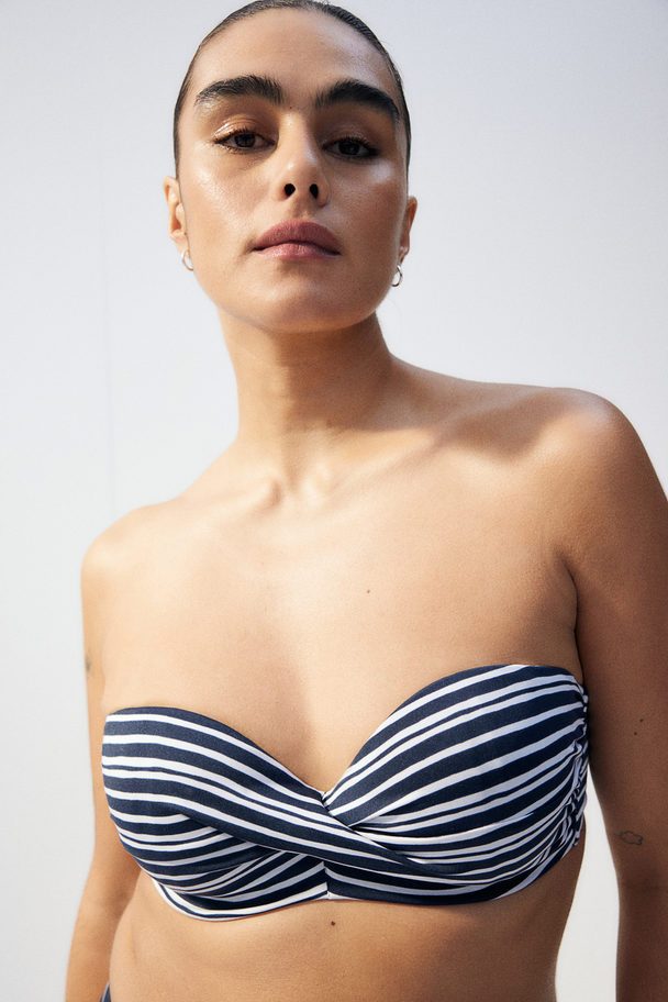 H&M Balconette Bikini Top Navy Blue/striped