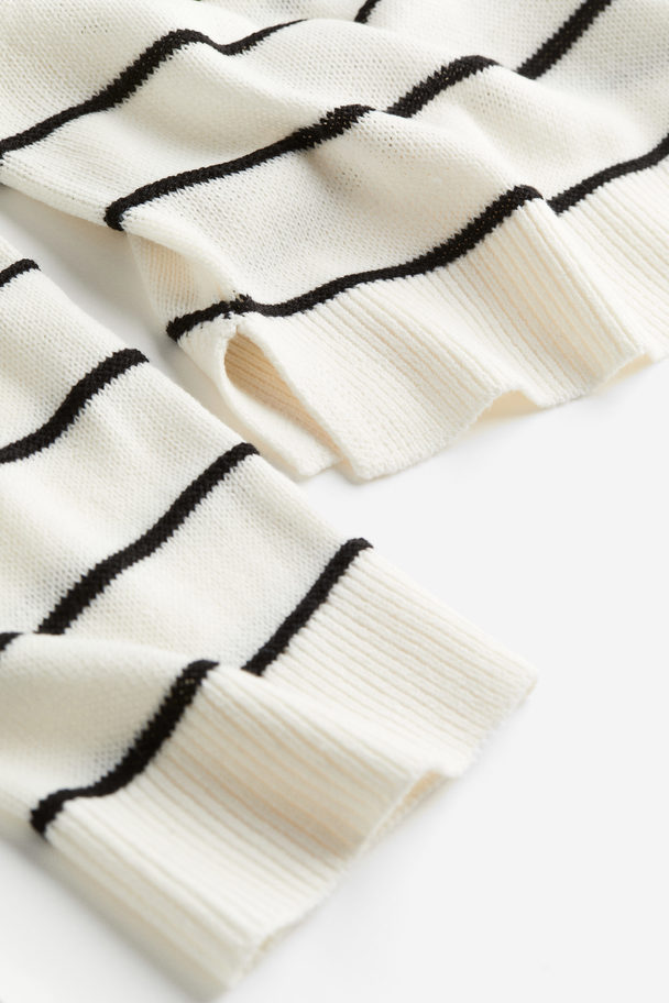 H&M Linked-seam-detail Jumper Cream/striped