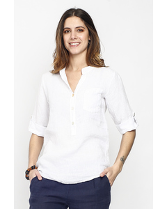 Pure Linen Tunic Shirt With Long Pockets