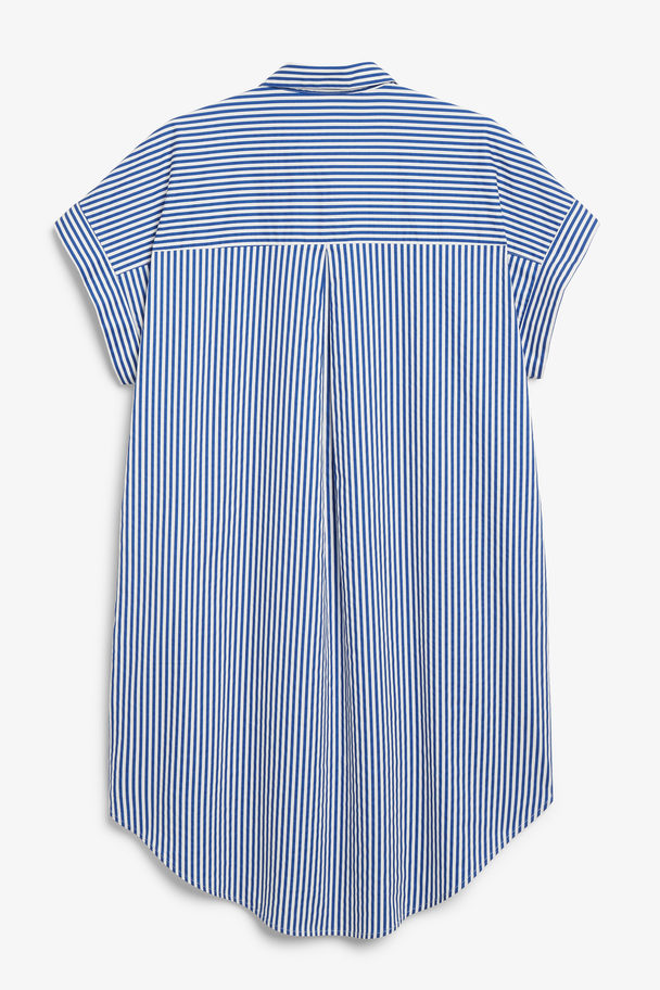 Monki Blue Stripe Oversized Midi Shirt Dress Blue Stripes