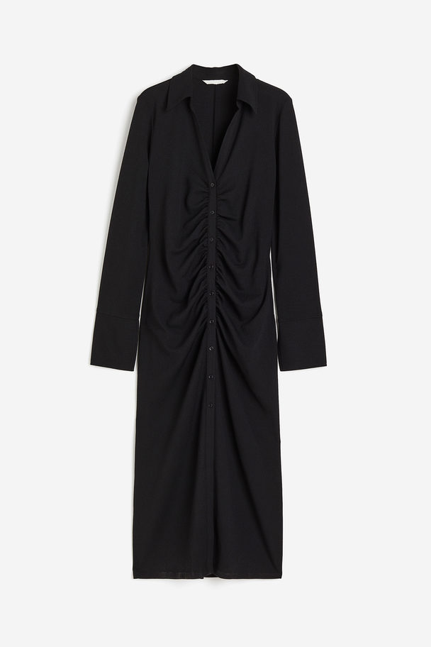 H&M Drapiertes Blusenkleid Schwarz