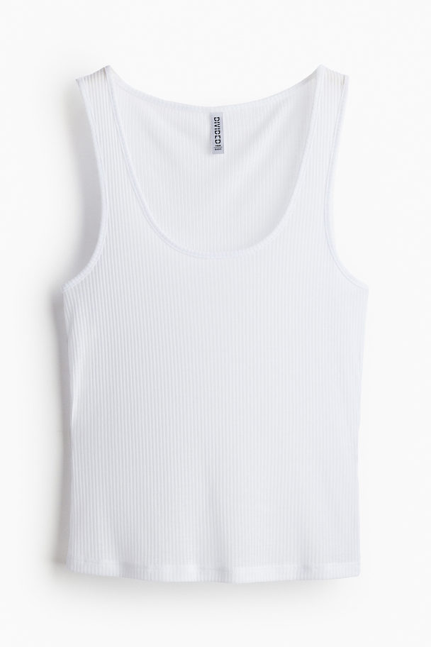 H&M Sheer Ribbed Vest Top White