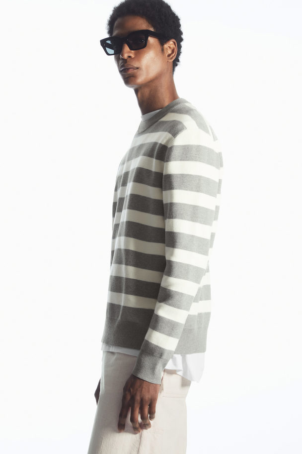 COS Striped Knitted Jumper Grey / Striped