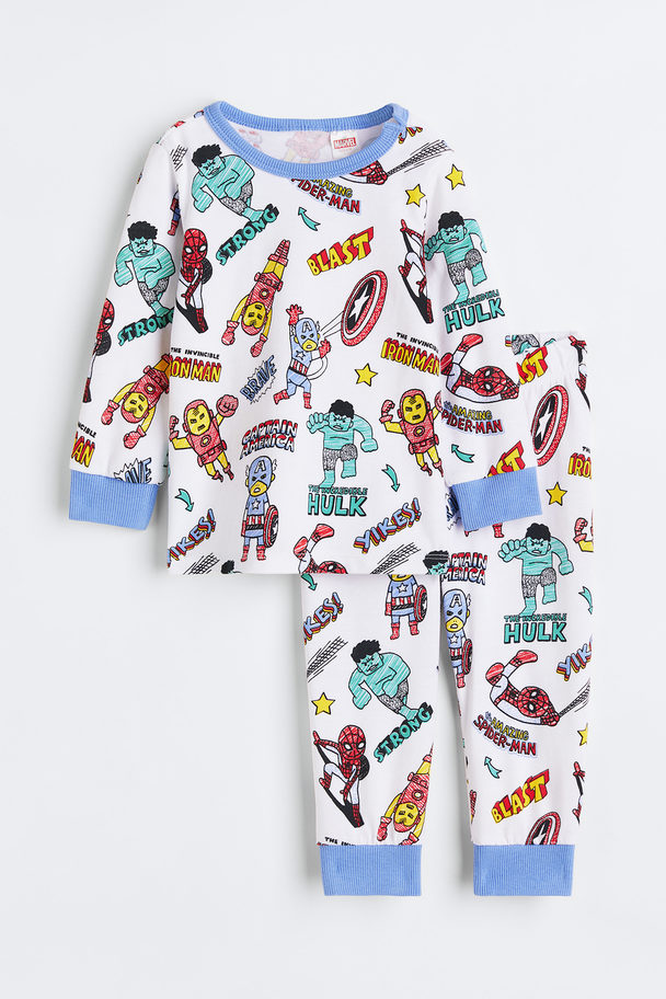 H&M Pyjamas I Bomull Med Trykk Hvit/avengers