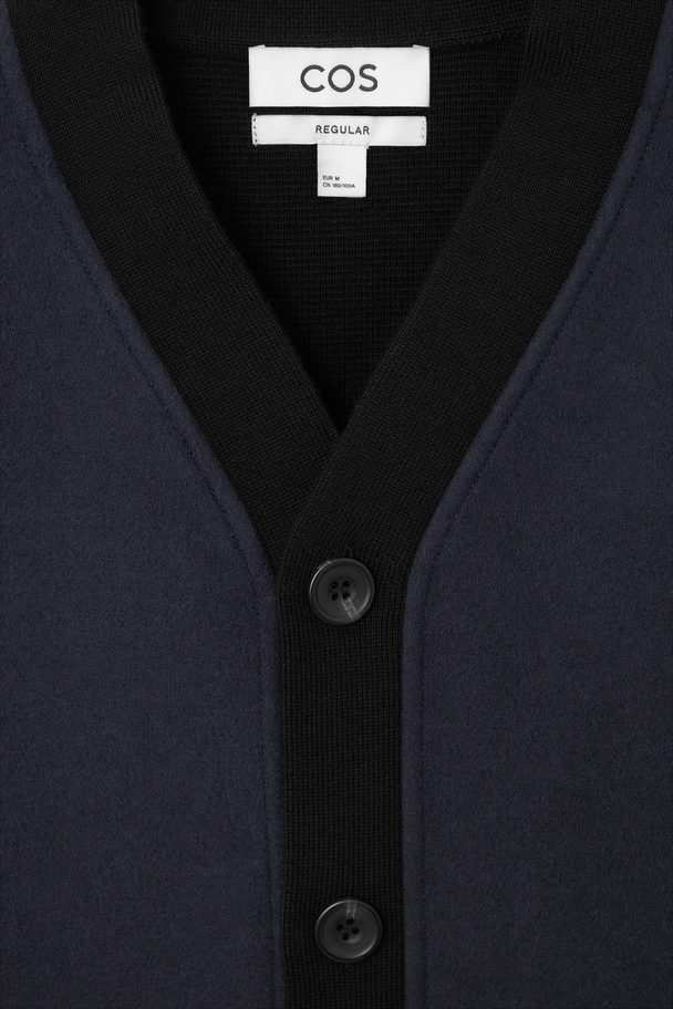 COS Colour-block Panelled Wool Cardigan Black / Navy