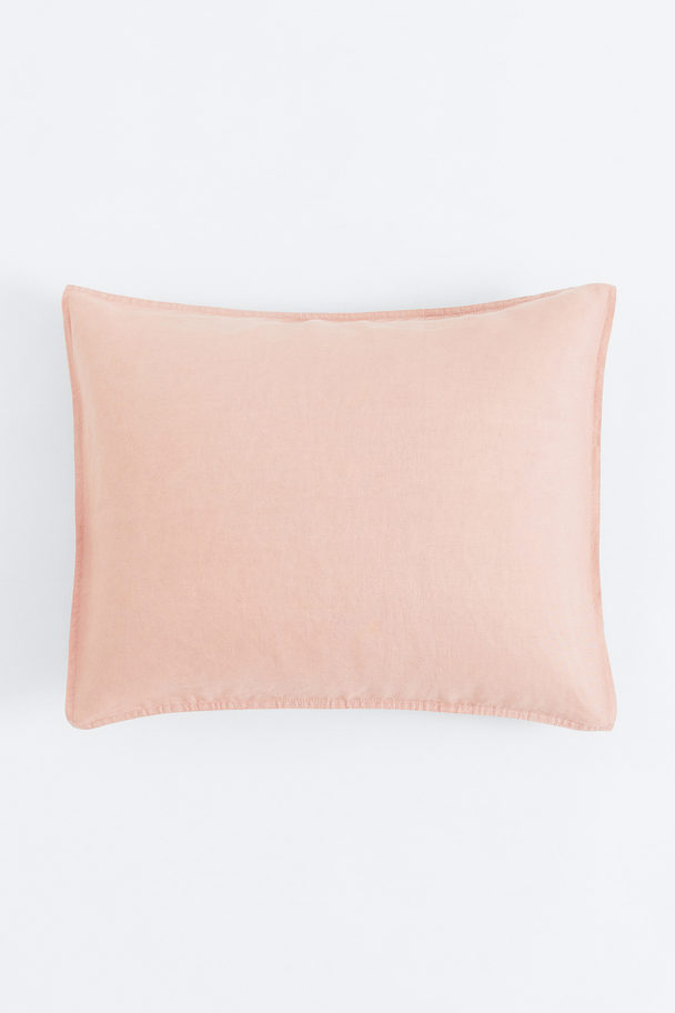 H&M HOME Washed Linen Pillowcase Pink