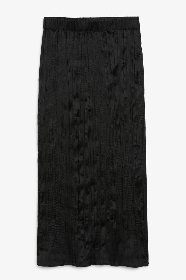 Monki Zwarte Crinkle Maxi-jurk Rok Zwart