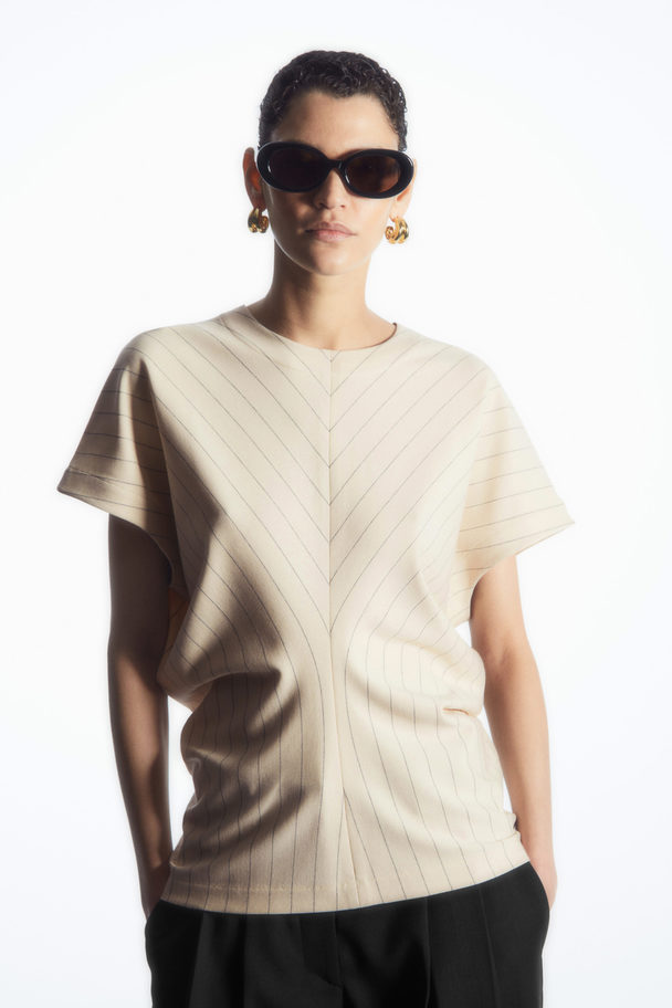 COS Draped-waist Top Off-white / Pinstriped