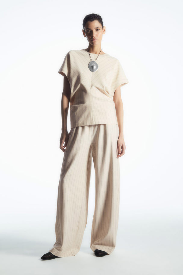 COS Draped-waist Top Off-white / Pinstriped