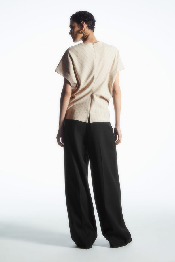 COS Draped-waist Top Off-white / Pinstriped