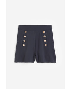 Button-front Shorts Dark Blue
