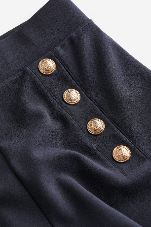 H&M Button-front Shorts Dark Blue