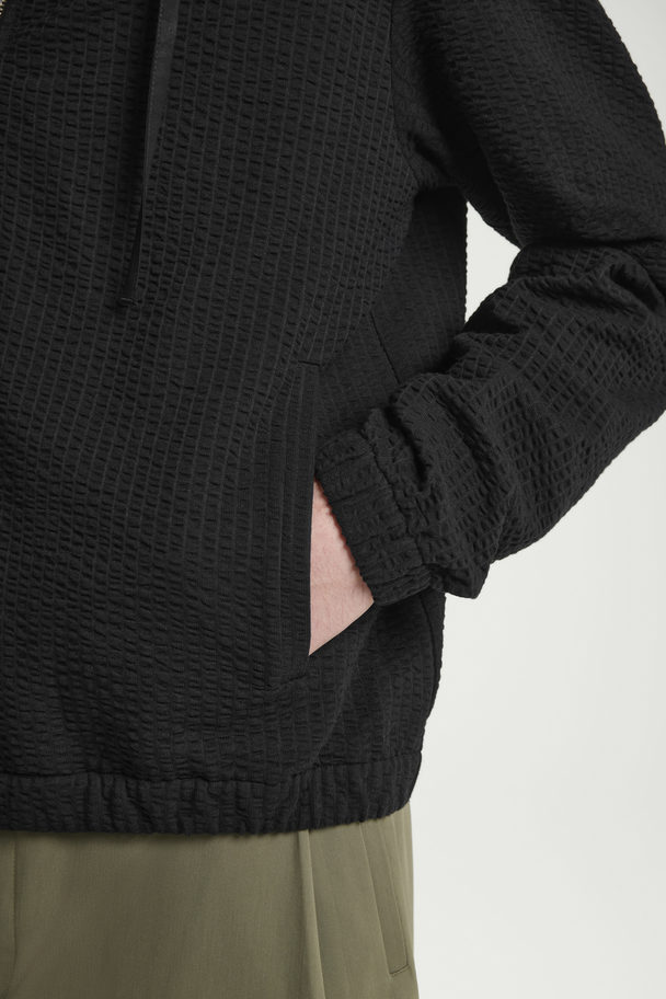 COS Ribbed Jersey Zip-up Hoodie Black