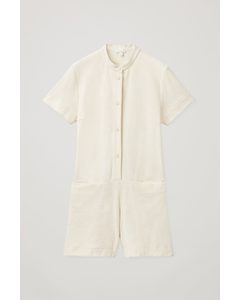 Terry Towelling Playsuit White
