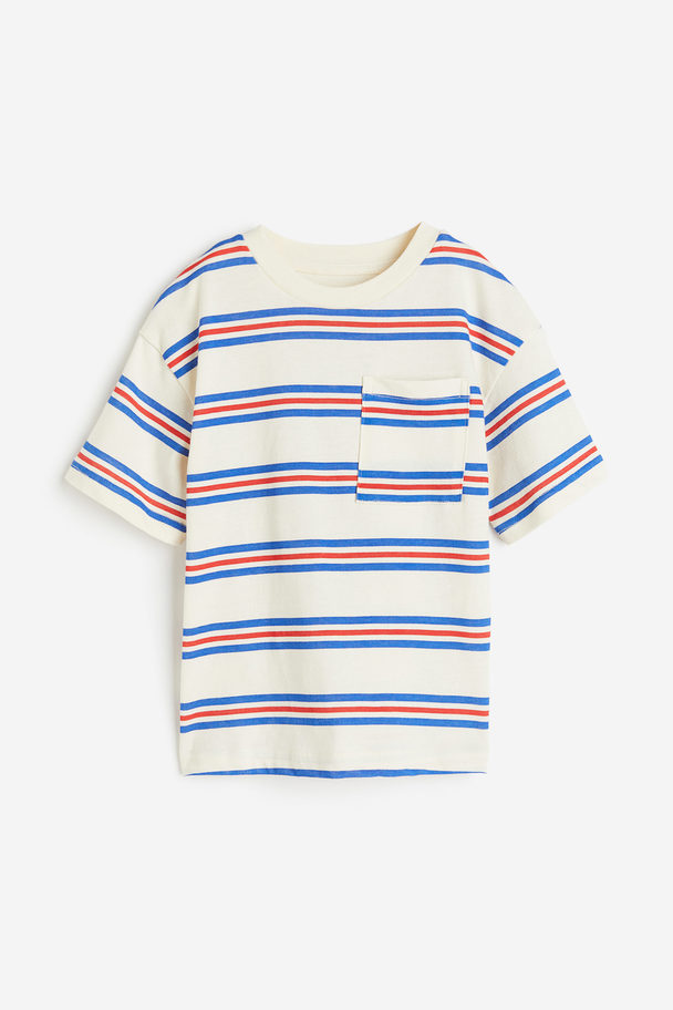 H&M Tricot T-shirt Gebroken Wit/gestreept
