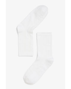 Ribbed Tube Socks White