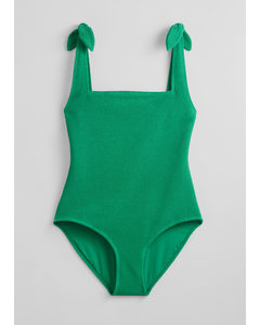 Textured Bow Tie Swimsuit Green