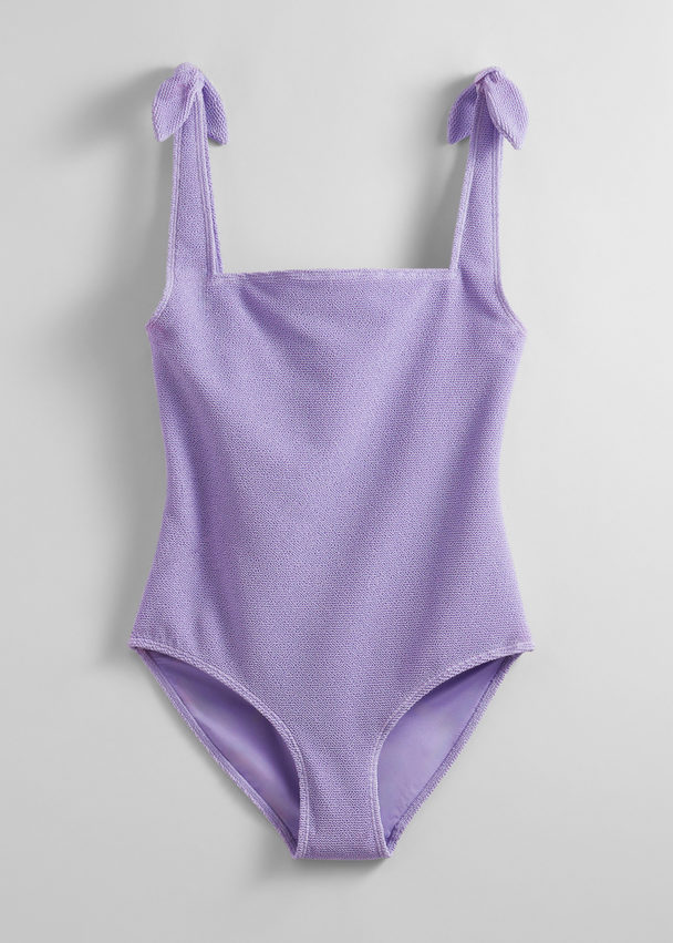 & Other Stories Textured Bow Tie Swimsuit Lilac