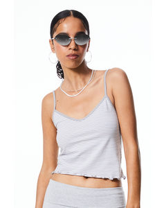 Cropped Strappy Top Light Grey/striped