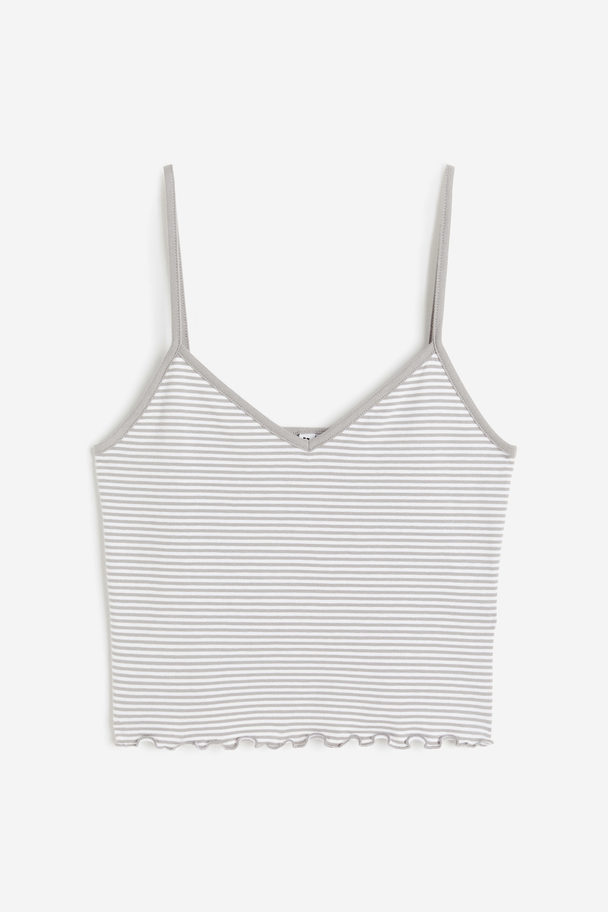 H&M Cropped Strappy Top Light Grey/striped