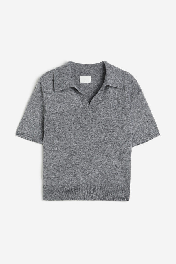 H&M Poloshirt aus Feinstrick Graumeliert