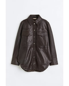 Leather Shirt Dark Brown