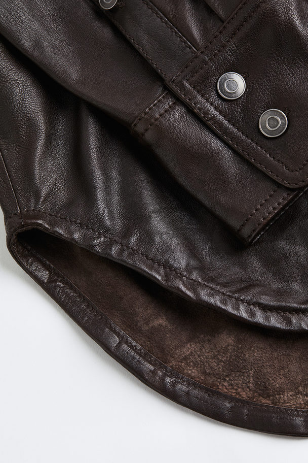 H&M Leather Shirt Dark Brown