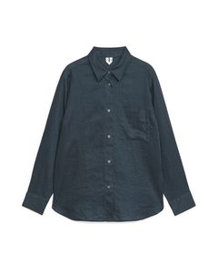 Lightweight Linen Shirt Dark Blue
