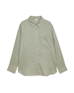 Lightweight Linen Shirt Khaki Green